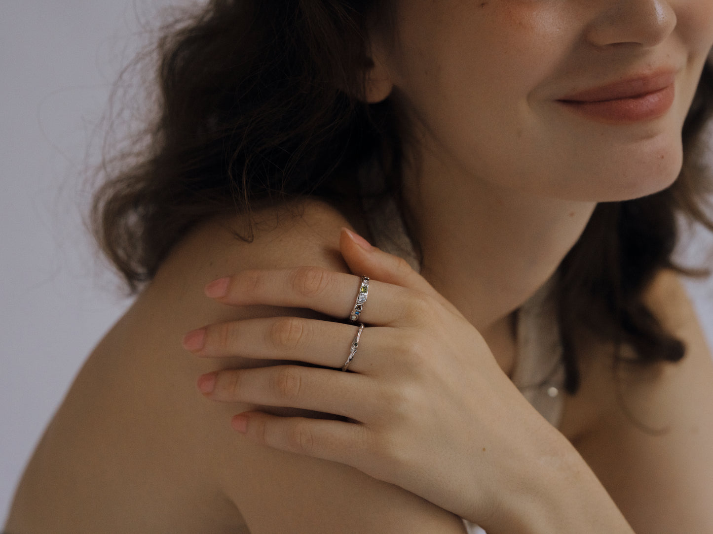 Crystal Cascade Dainty Green Opal Ring