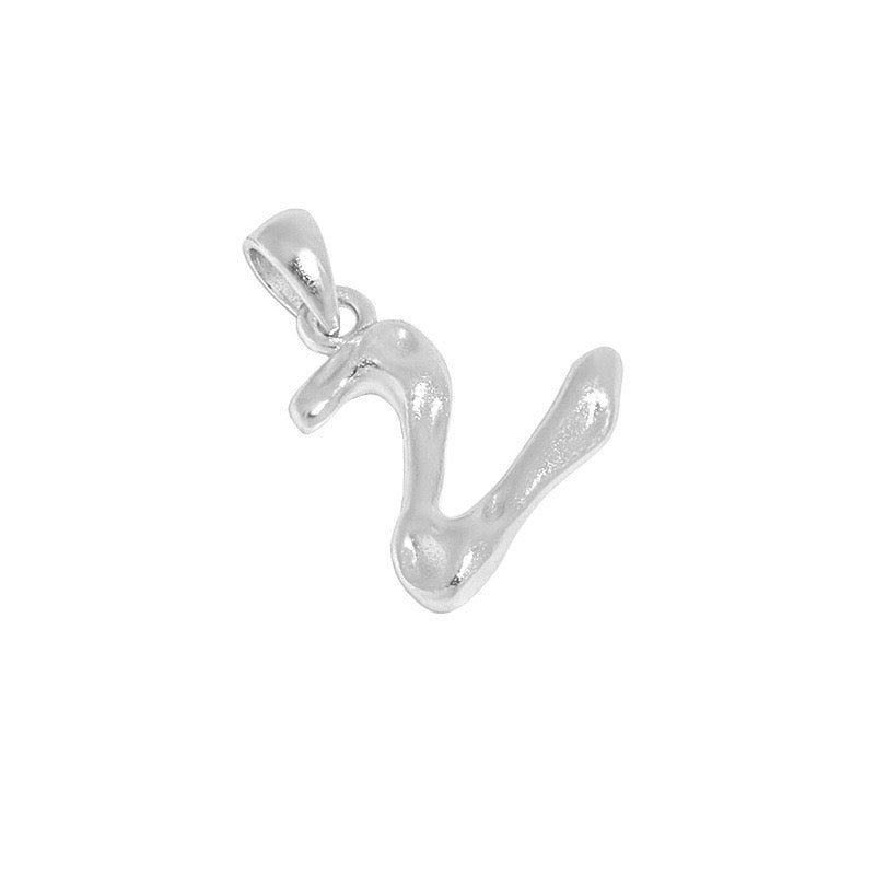 The Molten Initial Organic Letter Pendant & Dainty Chain (18k Gold Vermeil / 925 Silver)