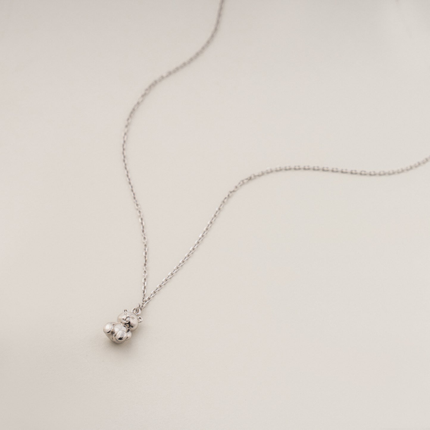 Dainty S925 Silver Teddy Bear Pendant Necklace