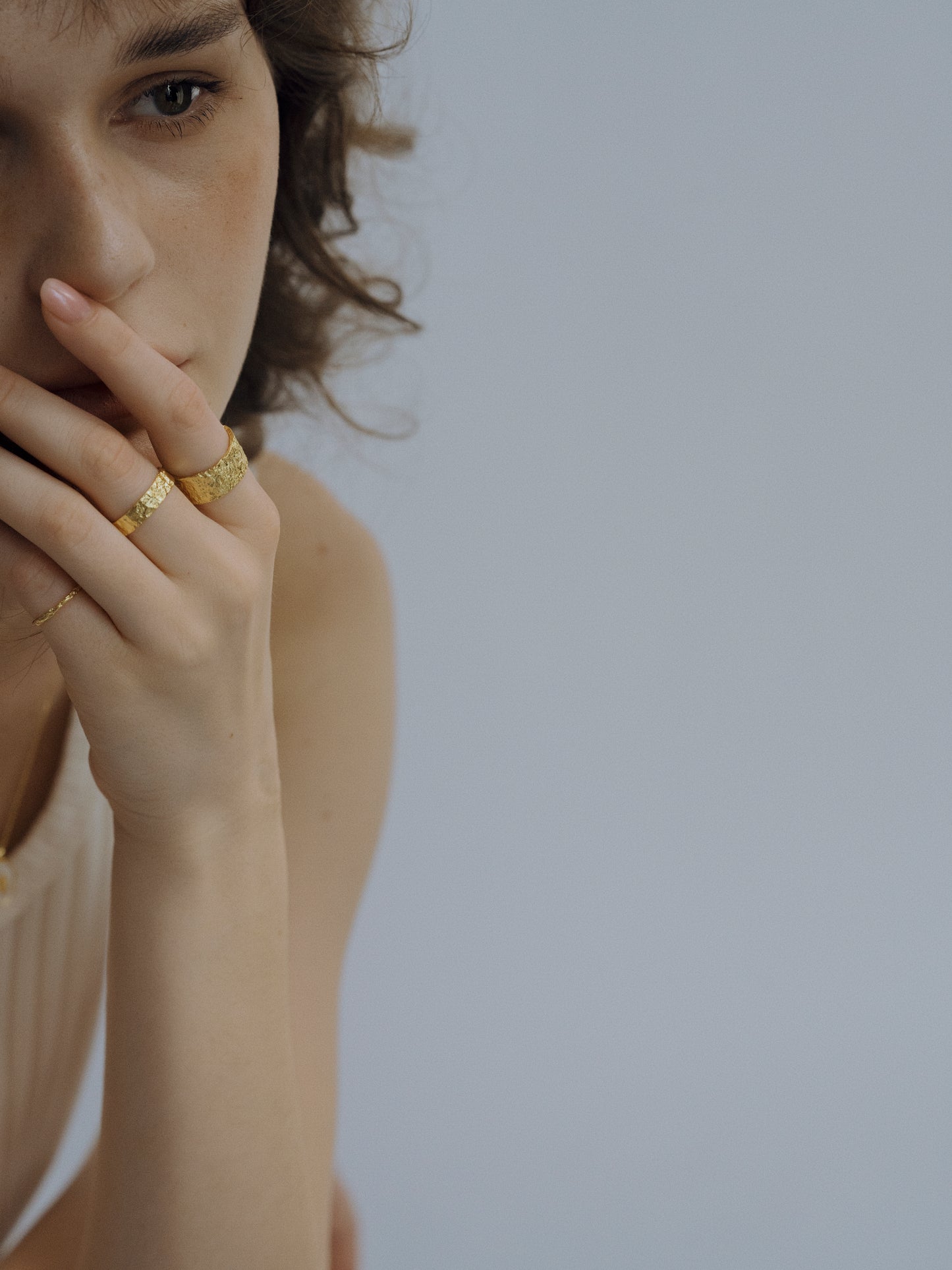 Symphony of Texture S925 Silver Ring in Gold and Silver