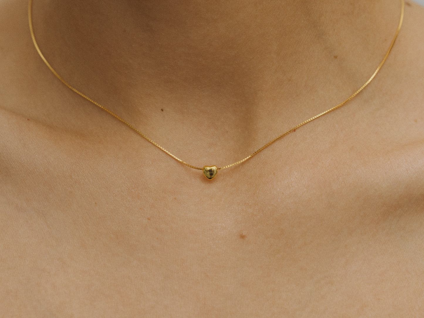 Golden Love Heart Charm Necklace