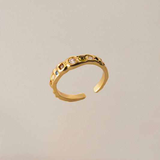 Crystal Cascade Dainty Green Opal Ring