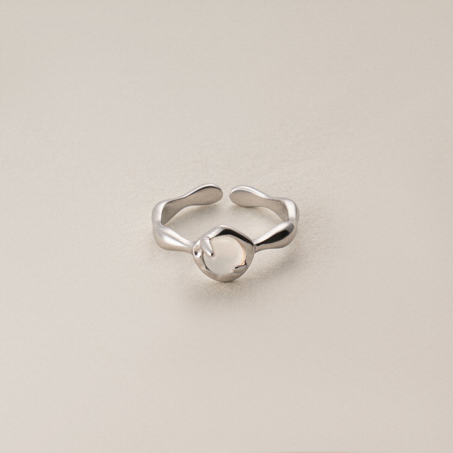 Celestial Tranquility White Agate Healing Ring