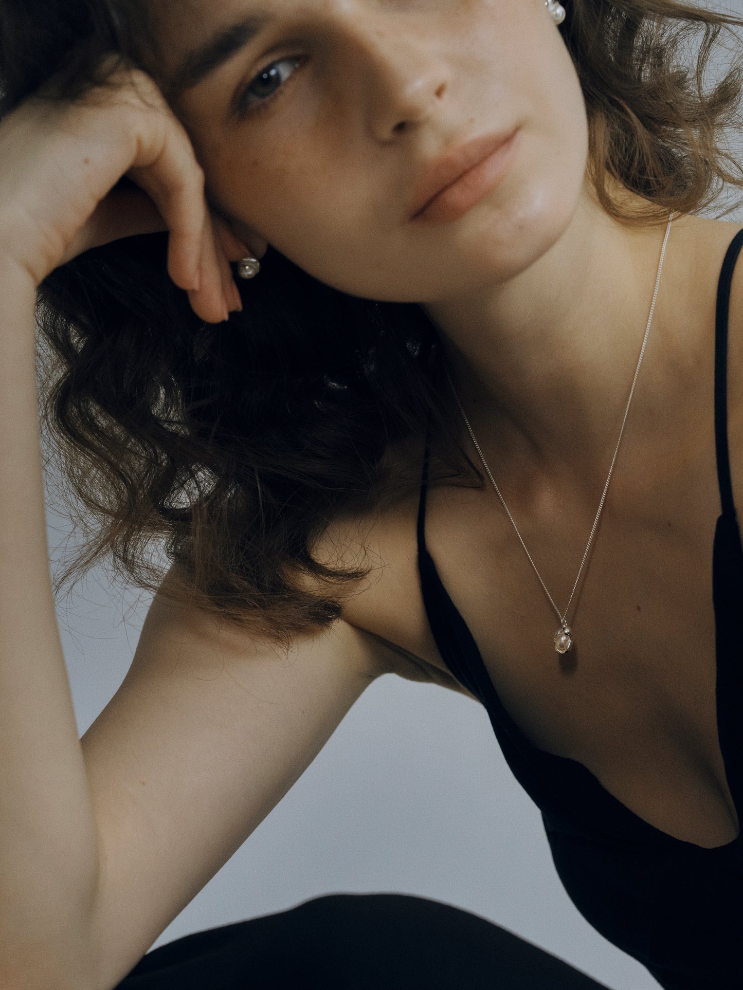Ocean's Embrace S925 Silver Pearl Pendant Necklace