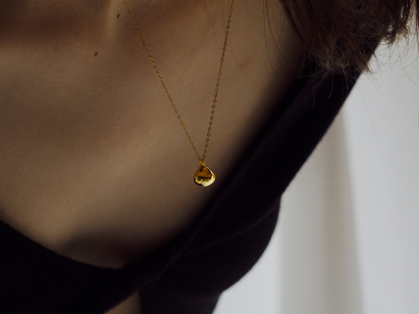 Gold & Silver Bean Pendant Waterproof Necklace