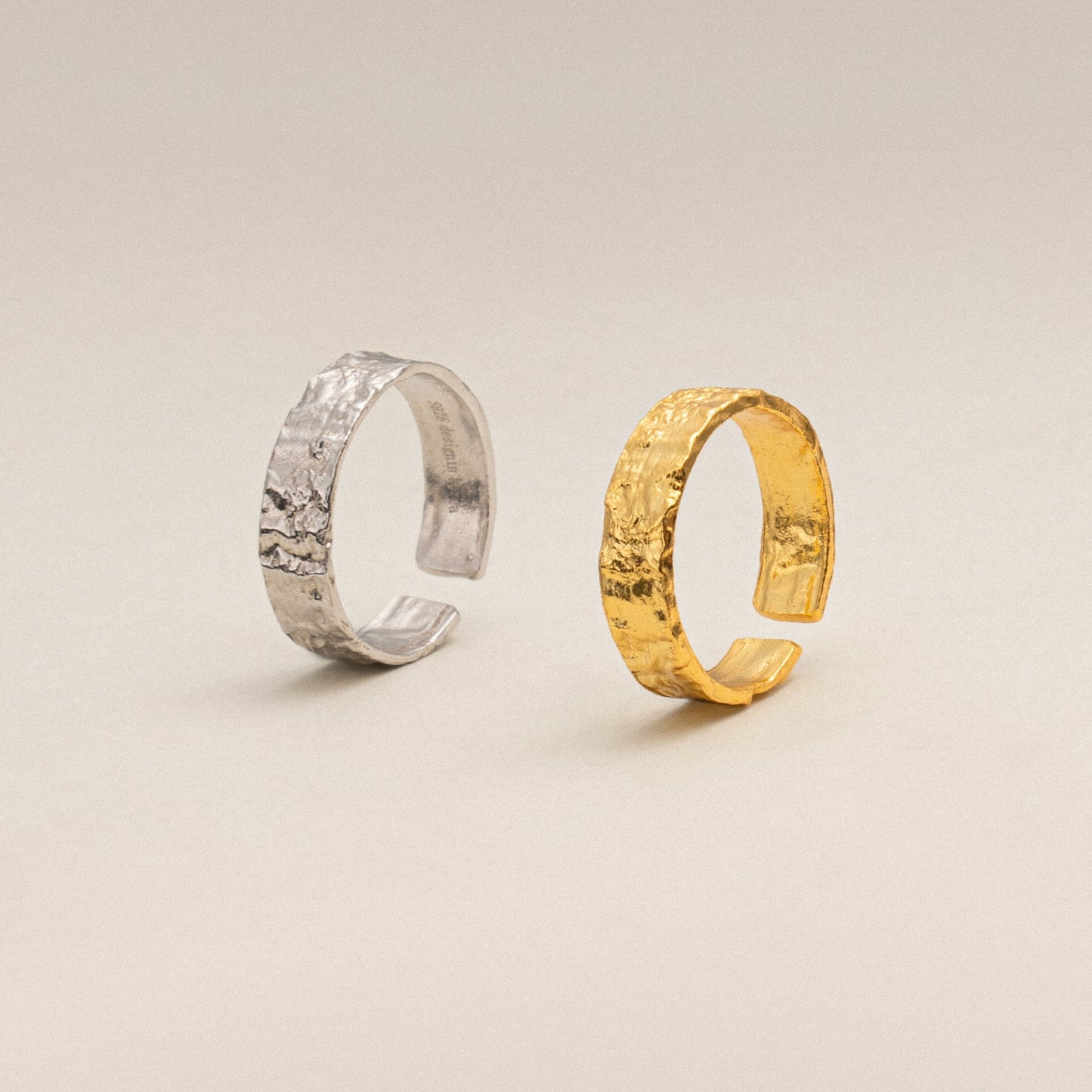 Symphony of Texture S925 Silver Ring in Gold and Silver