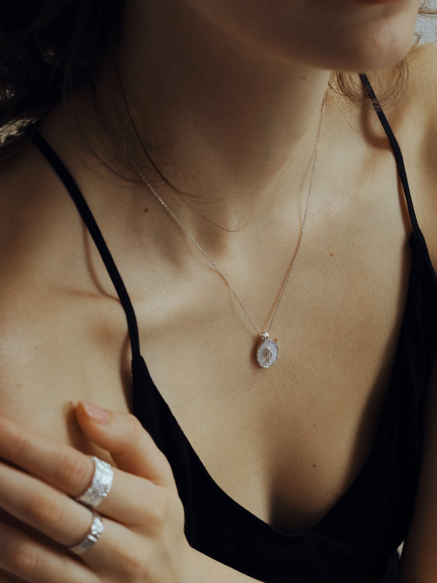 Graceful Tulip Pendant Silver & 18k Gold Necklace