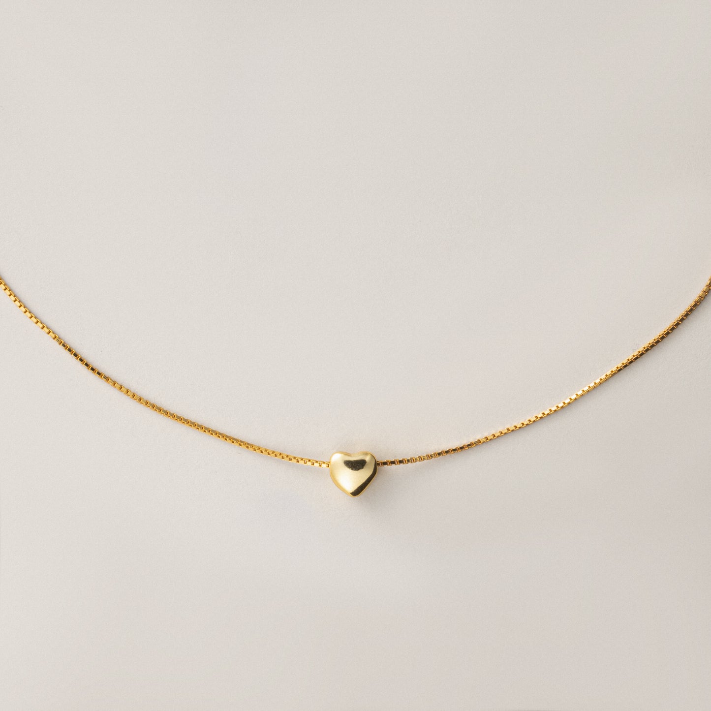 Golden Love Heart Charm Necklace