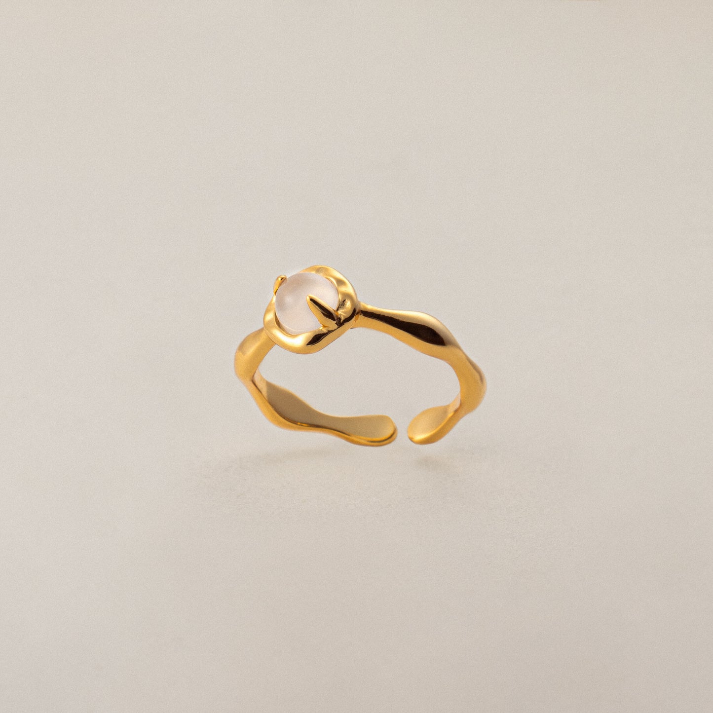 Celestial Tranquility White Agate Healing Ring