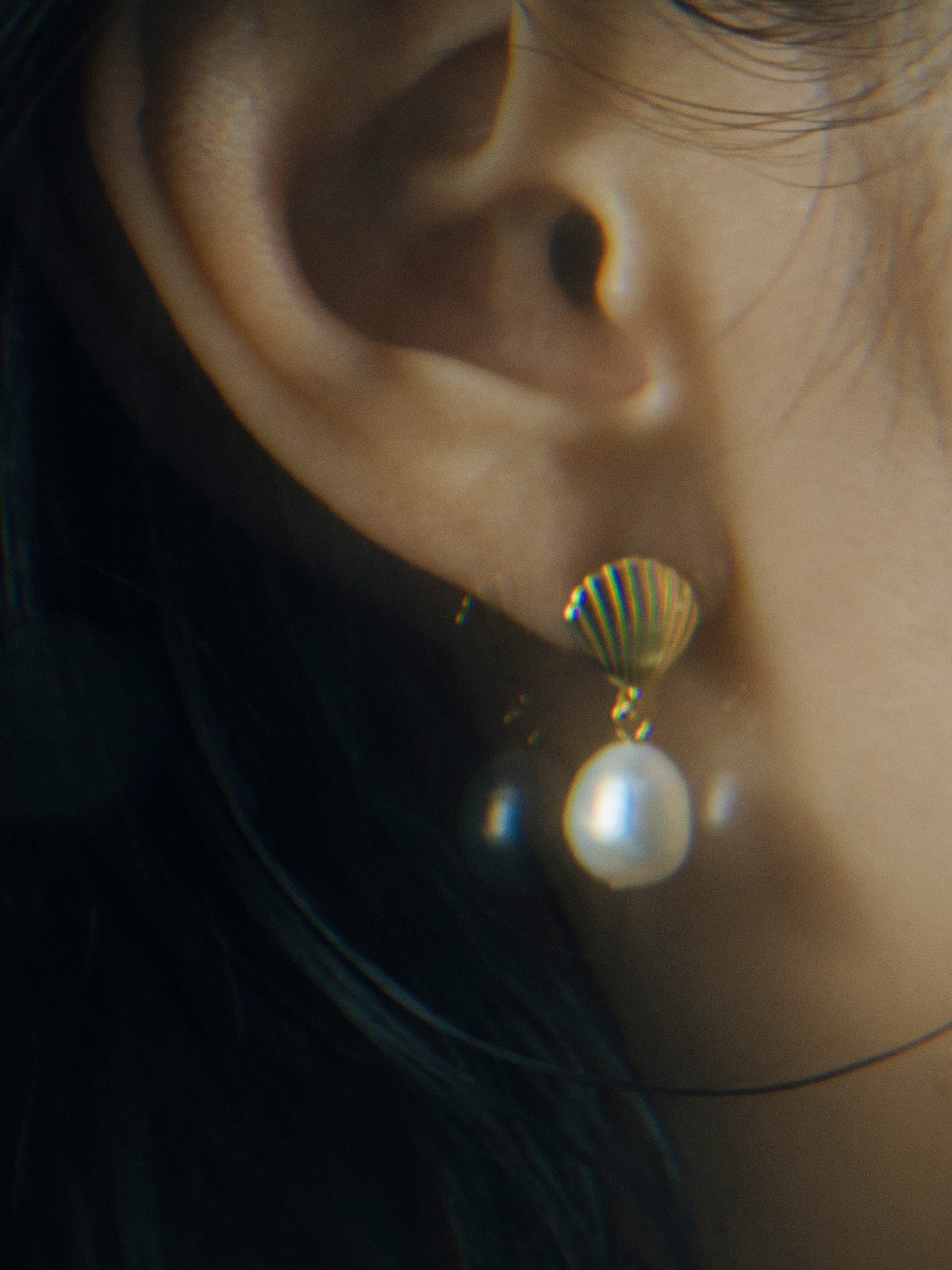 Seashell Pearl Silver Stud Earrings