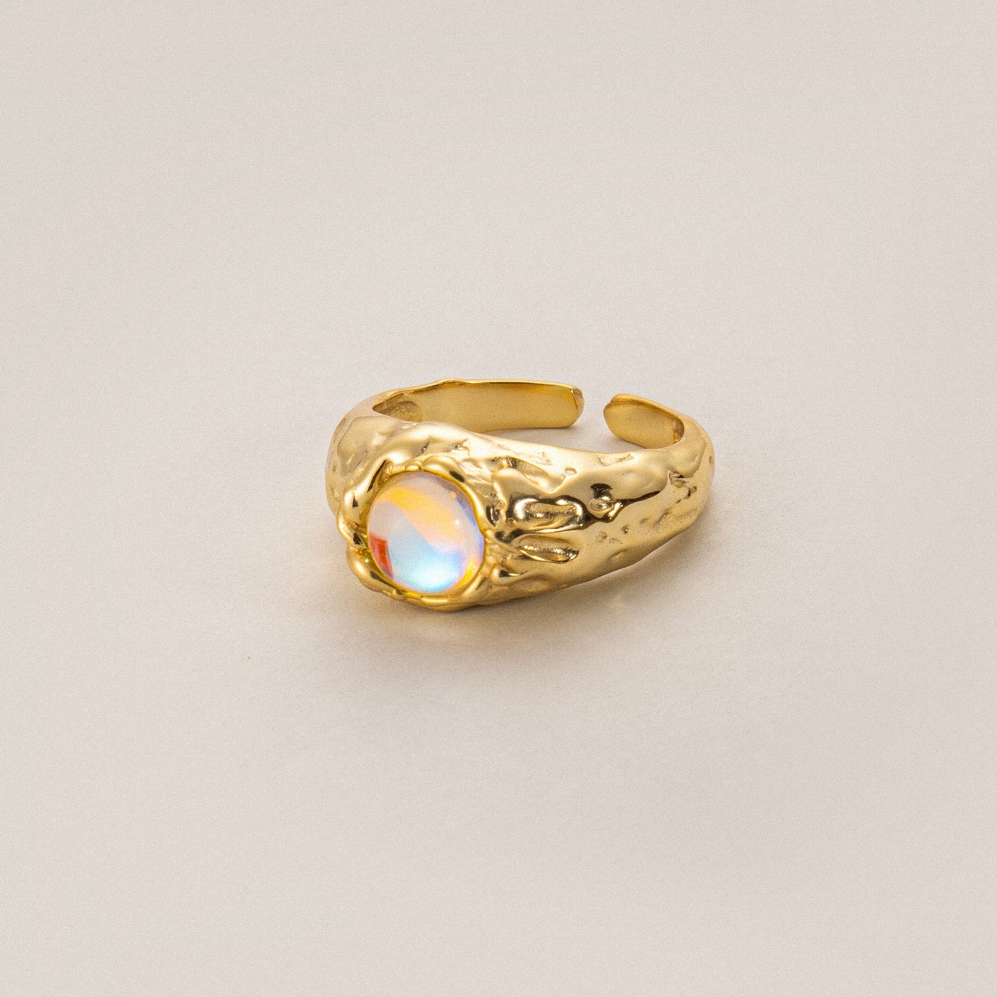 Lunar Elegance S925 Silver & 18k Gold Moonstone Ring