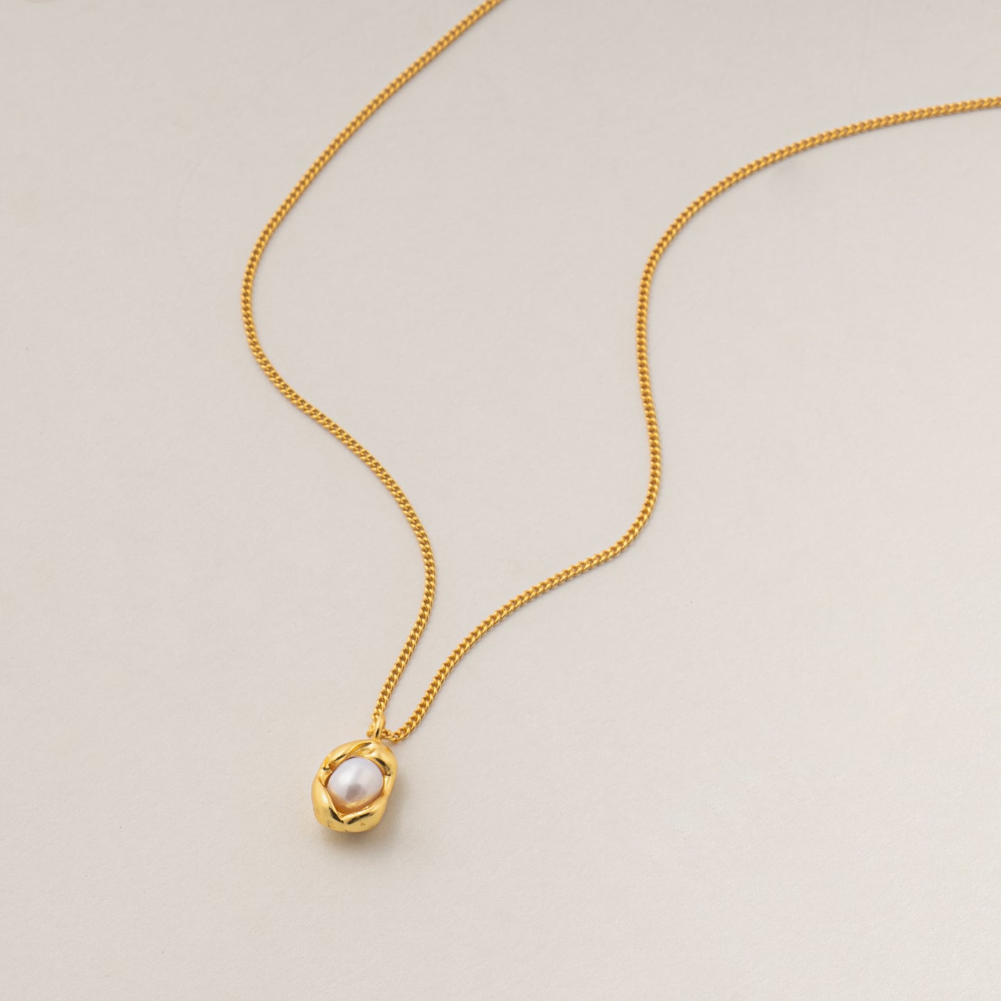 Ocean's Embrace S925 Silver Pearl Pendant Necklace