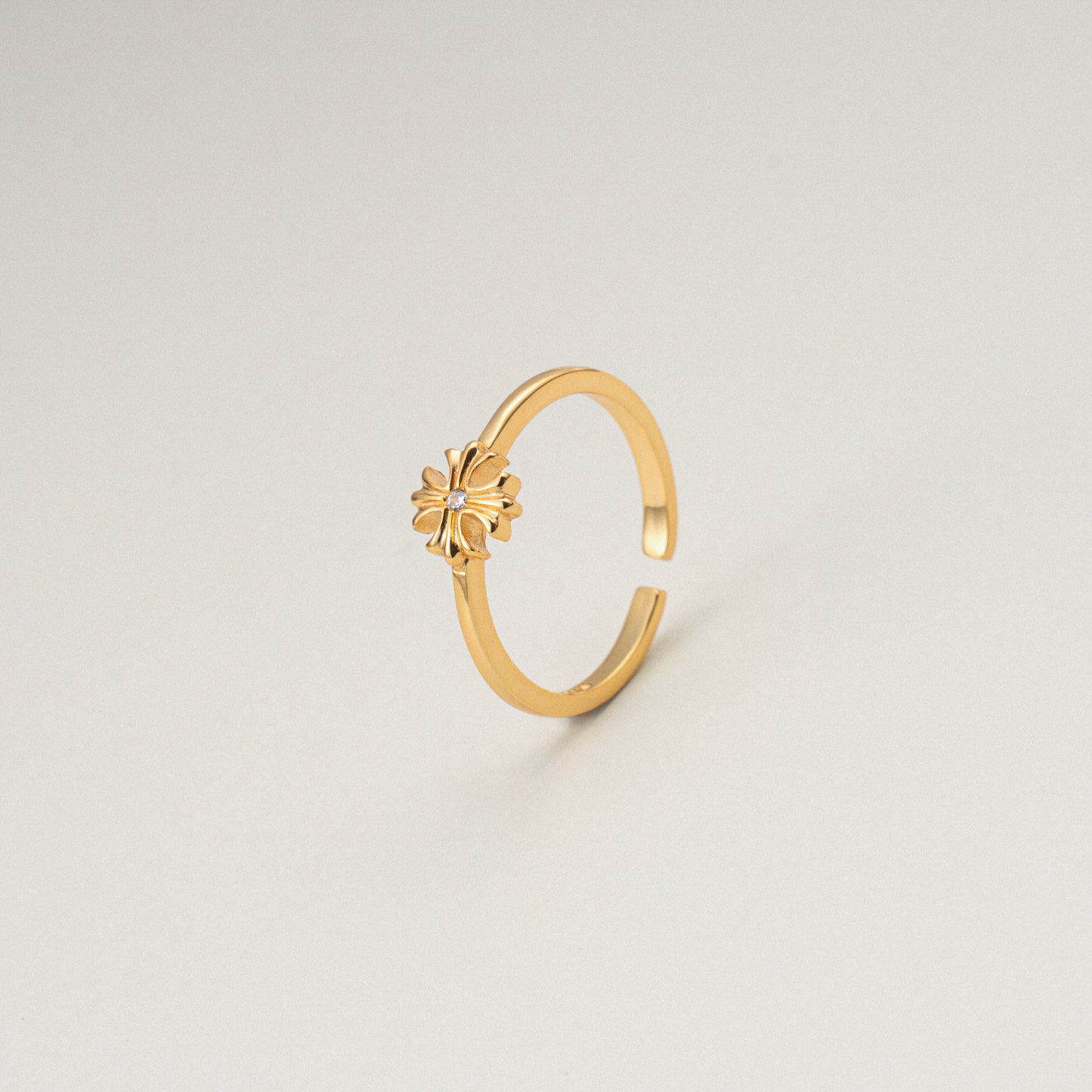 Faithful Blossom Gold & Silver Cross Flower Ring