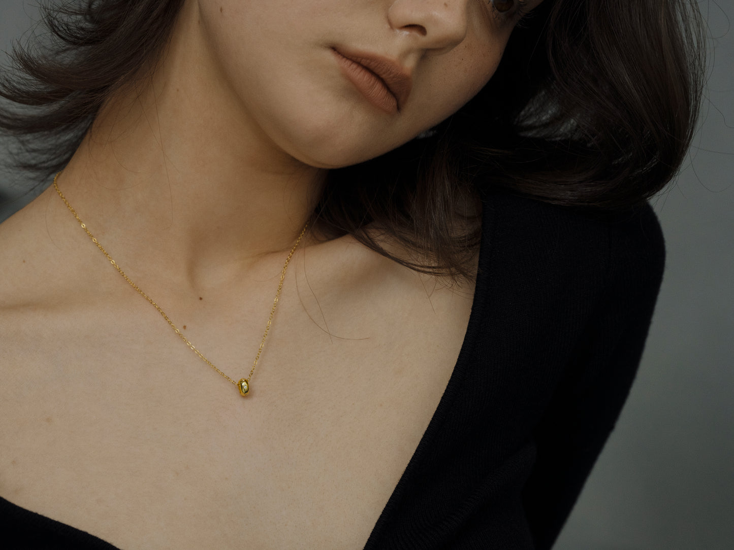 Celestial Ellipse Dual Tone Pendant Necklace