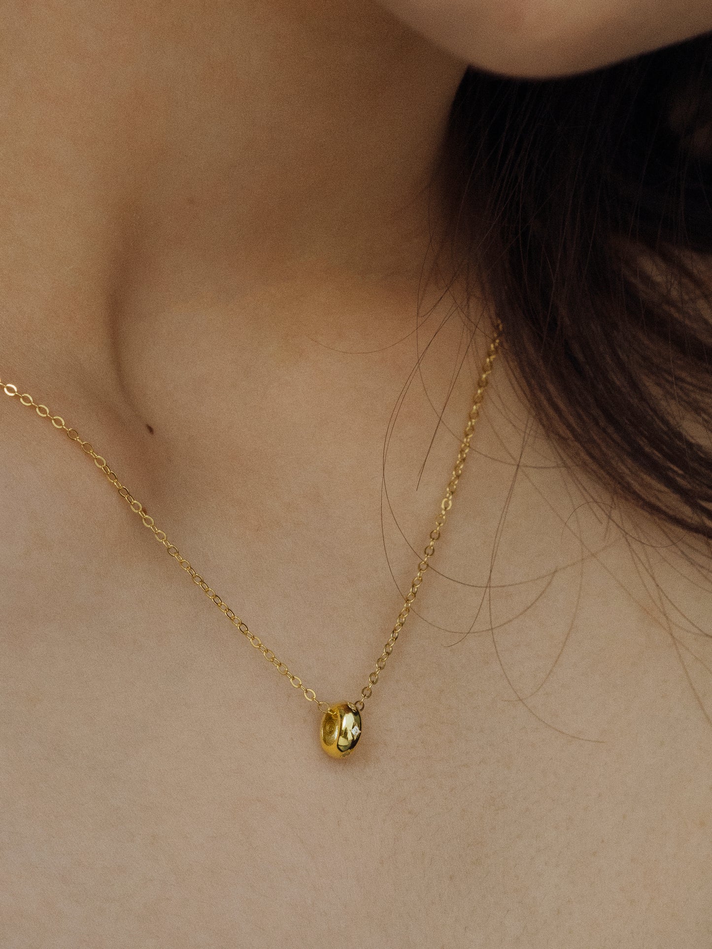 Celestial Ellipse Dual Tone Pendant Necklace