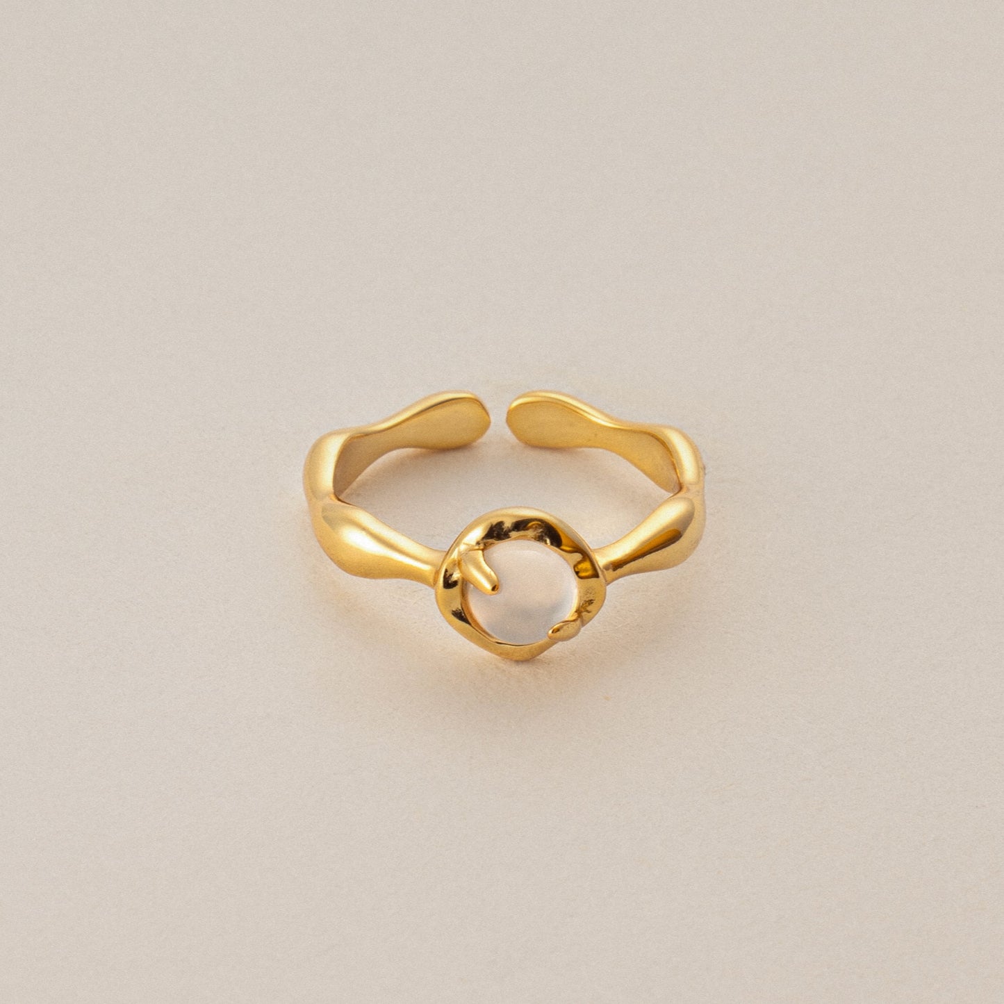 Celestial Tranquility White Agate Healing Ring