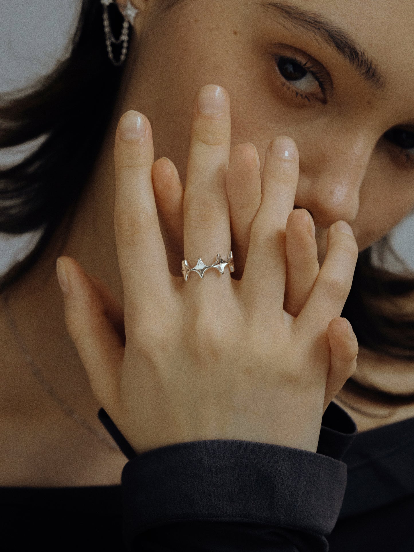 S925 Silver Vintage Starlight Cluster Ring