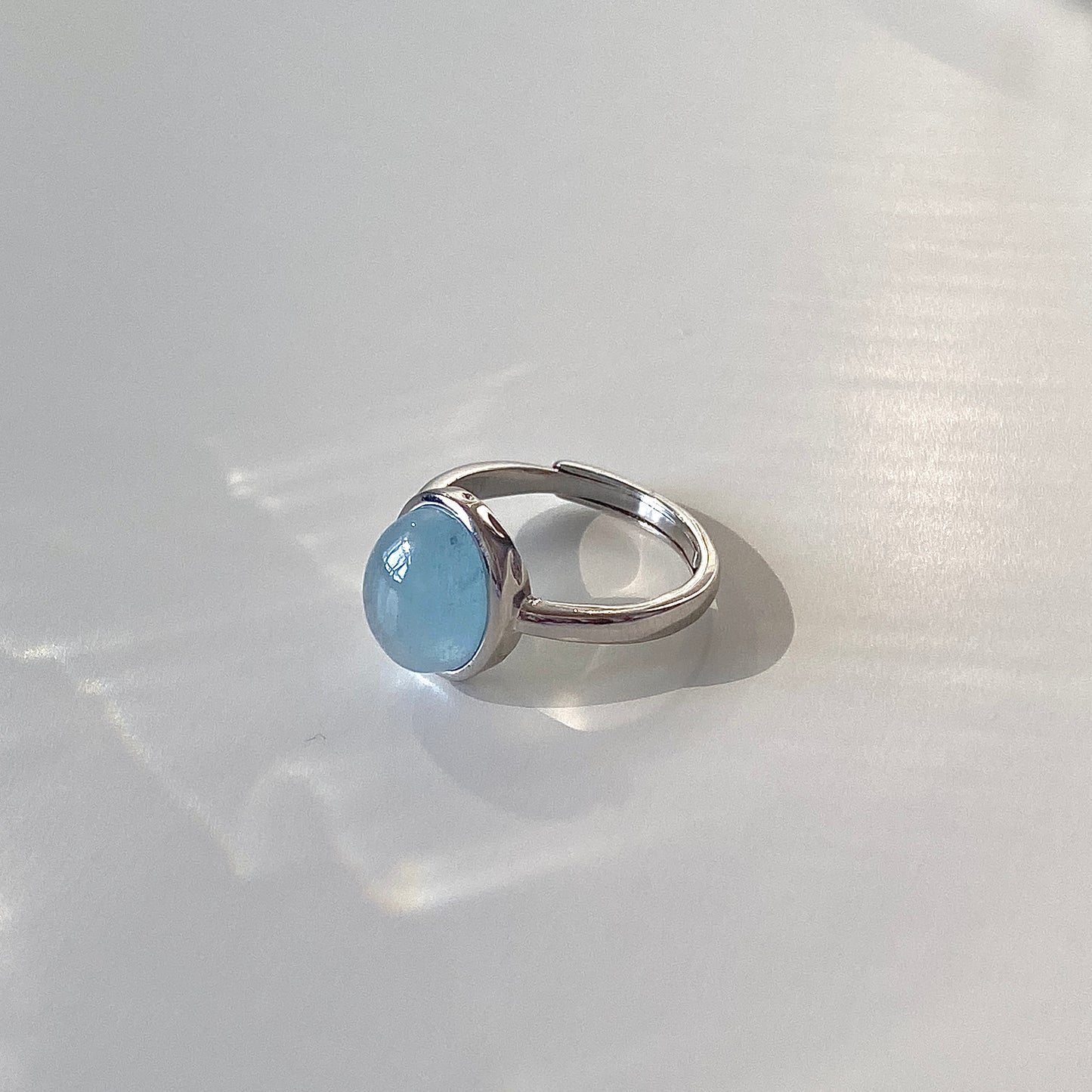 Dainty Adjustable S925 Silver Aquamarine Ring
