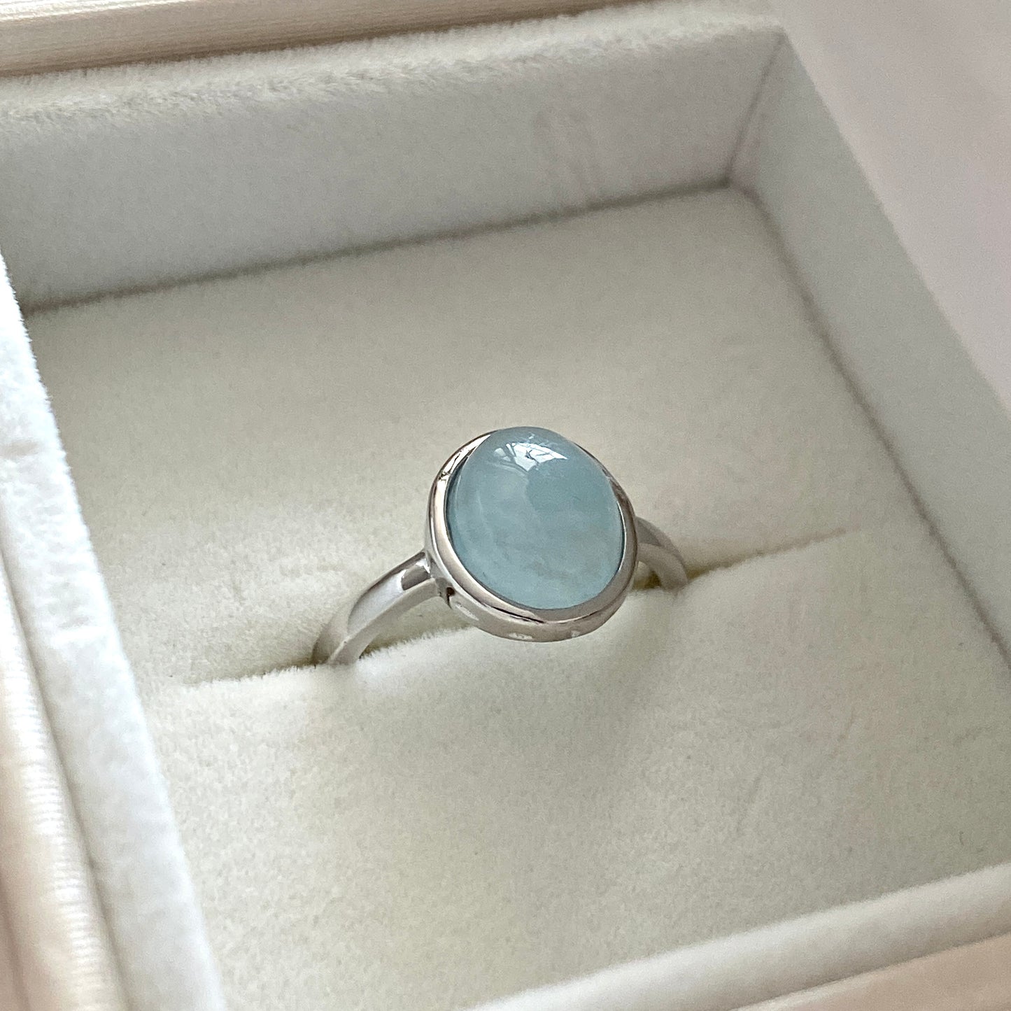 Dainty Adjustable S925 Silver Aquamarine Ring