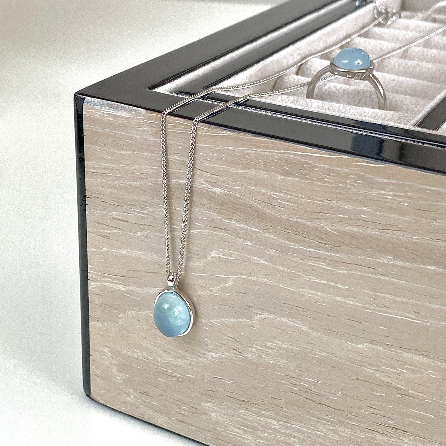 Aquamarine S925 Silver Pendant Necklace