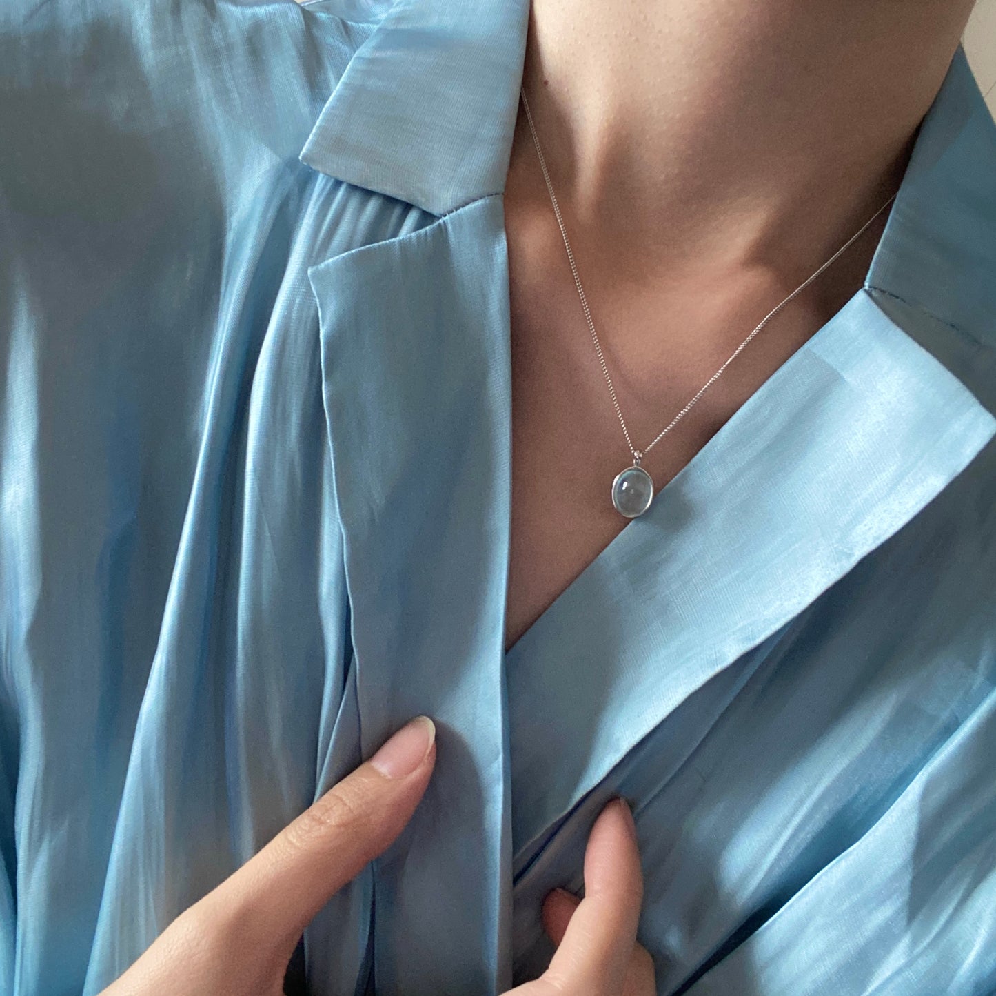 Aquamarine S925 Silver Pendant Necklace