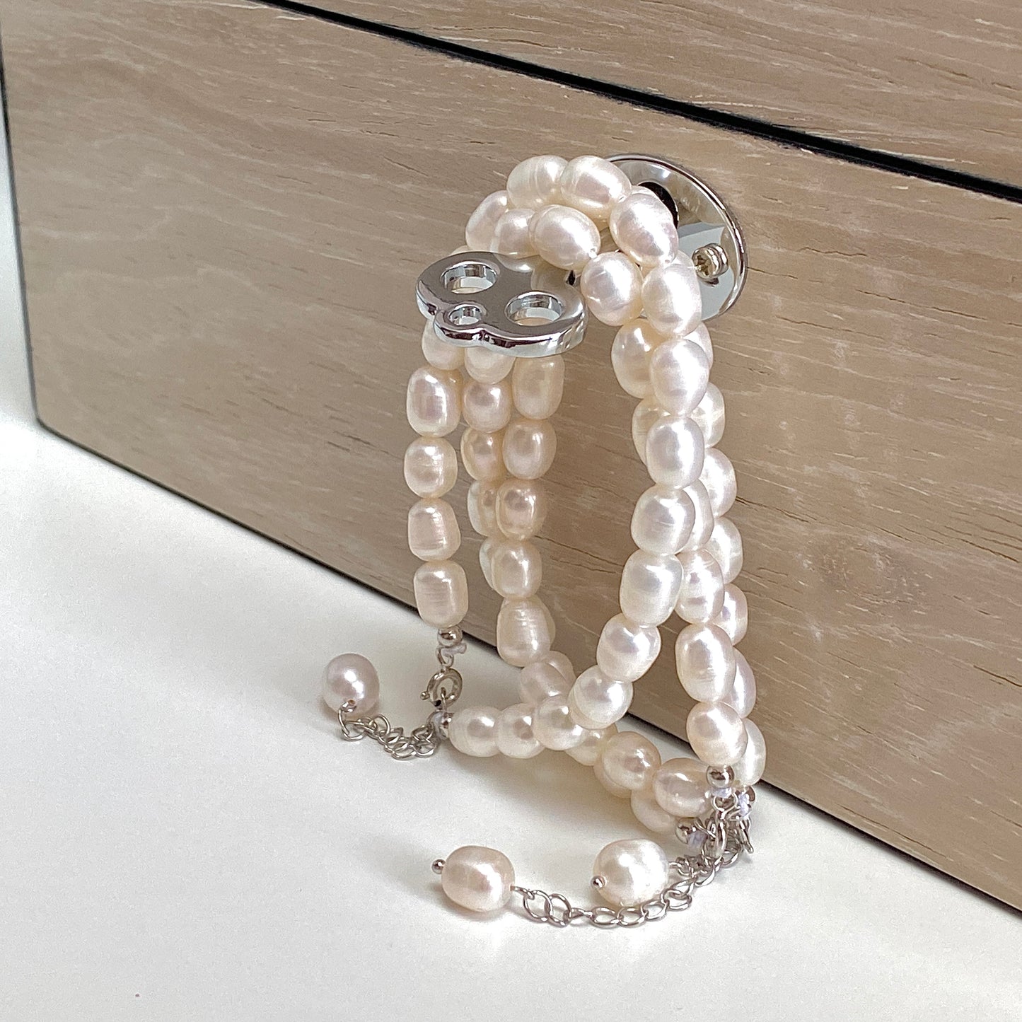 Lustrous Elegance S925 Silver Beaded Pearl Bracelet