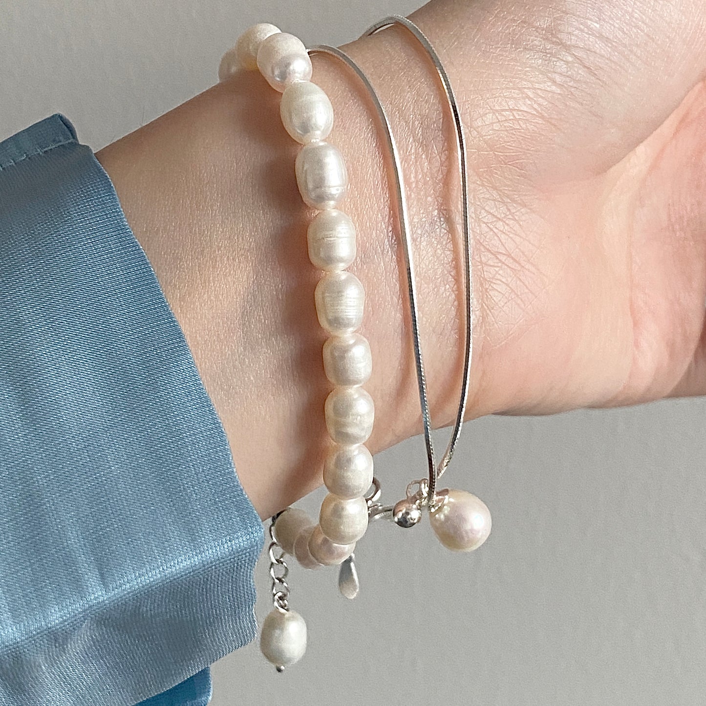 Dewdrop Elegance S925 Silver Pearl Bracelet