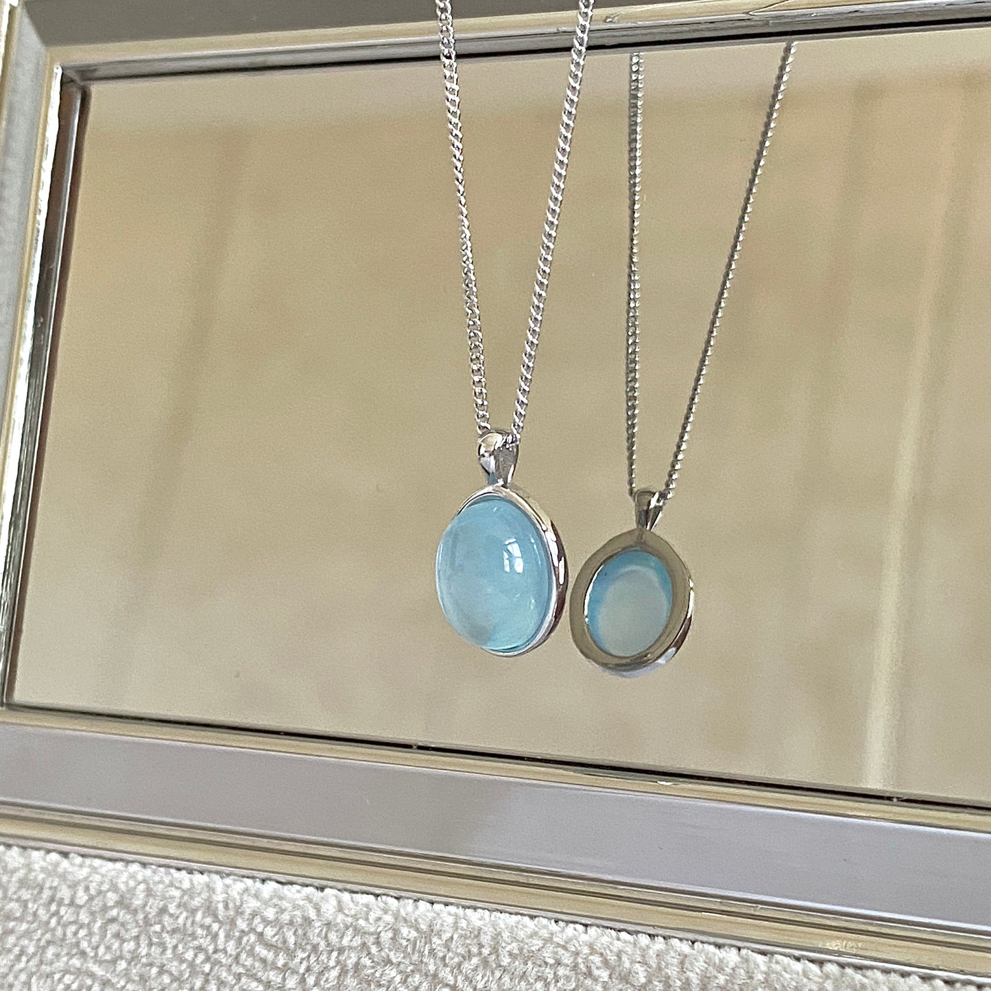 Aquamarine S925 Silver Pendant Necklace