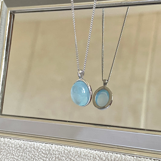 Aquamarine S925 Silver Pendant Necklace