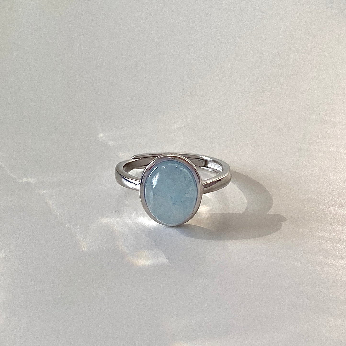 Dainty Adjustable S925 Silver Aquamarine Ring