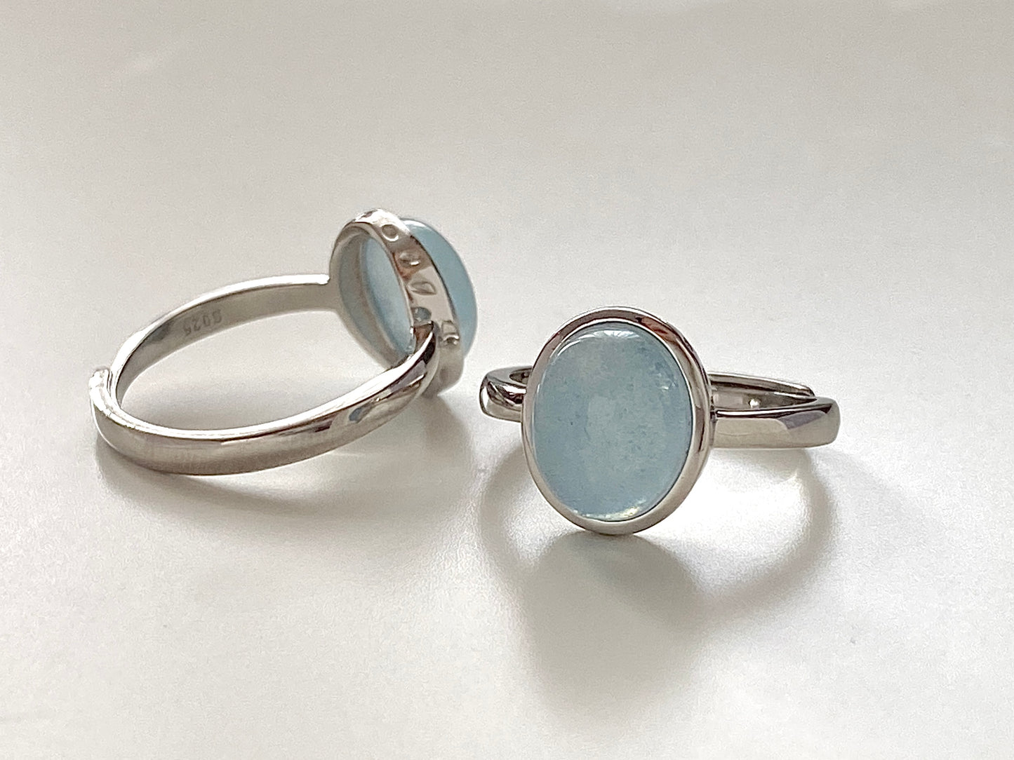 Dainty Adjustable S925 Silver Aquamarine Ring