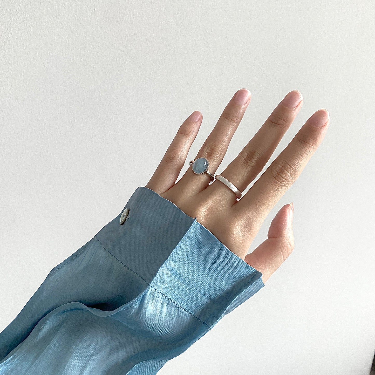 Dainty Adjustable S925 Silver Aquamarine Ring