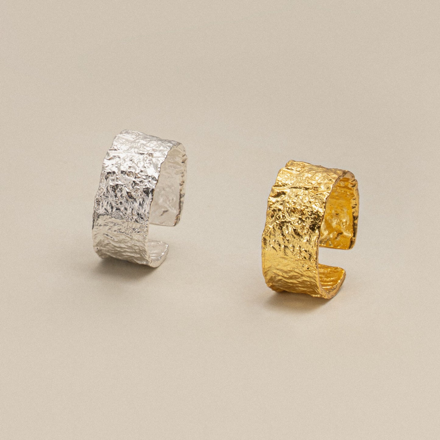 Symphony of Texture S925 Silver Chunky Ring in Gold and Silver