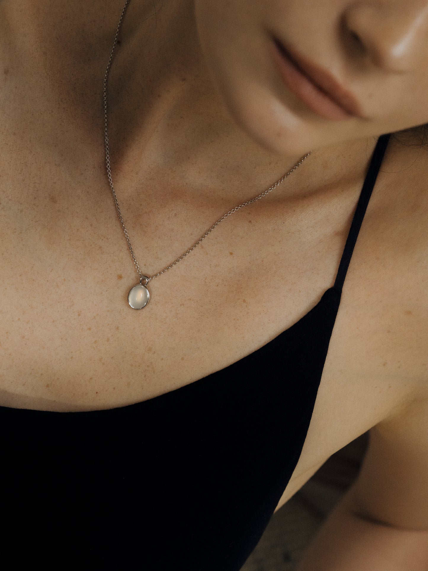 White Agate Harmony S925 Silver Pendant Necklace