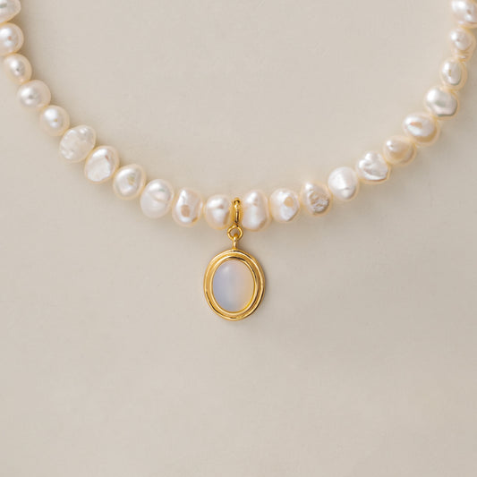 Lunar Harmony Pearl & Moonstone Necklace