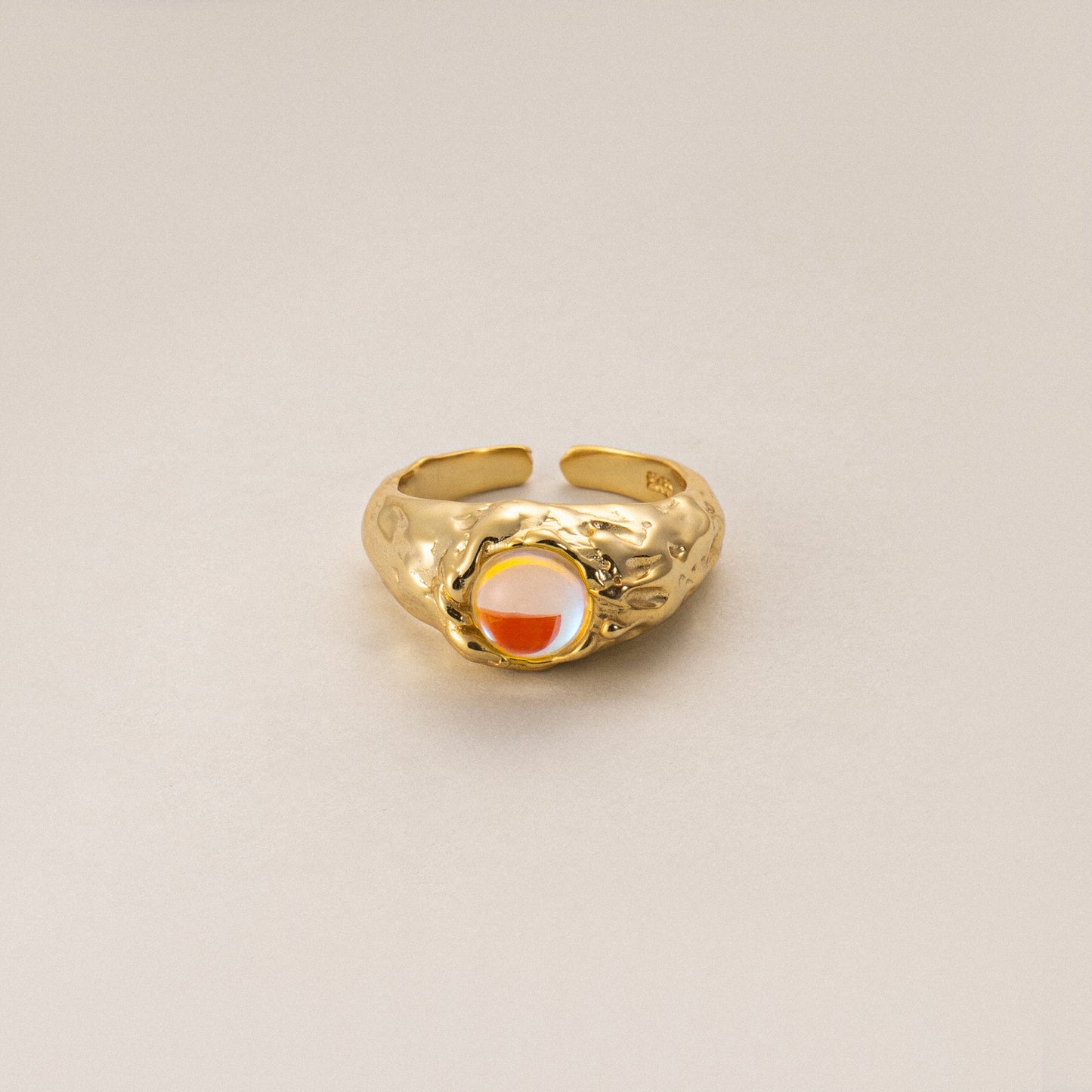 Lunar Elegance S925 Silver & 18k Gold Moonstone Ring