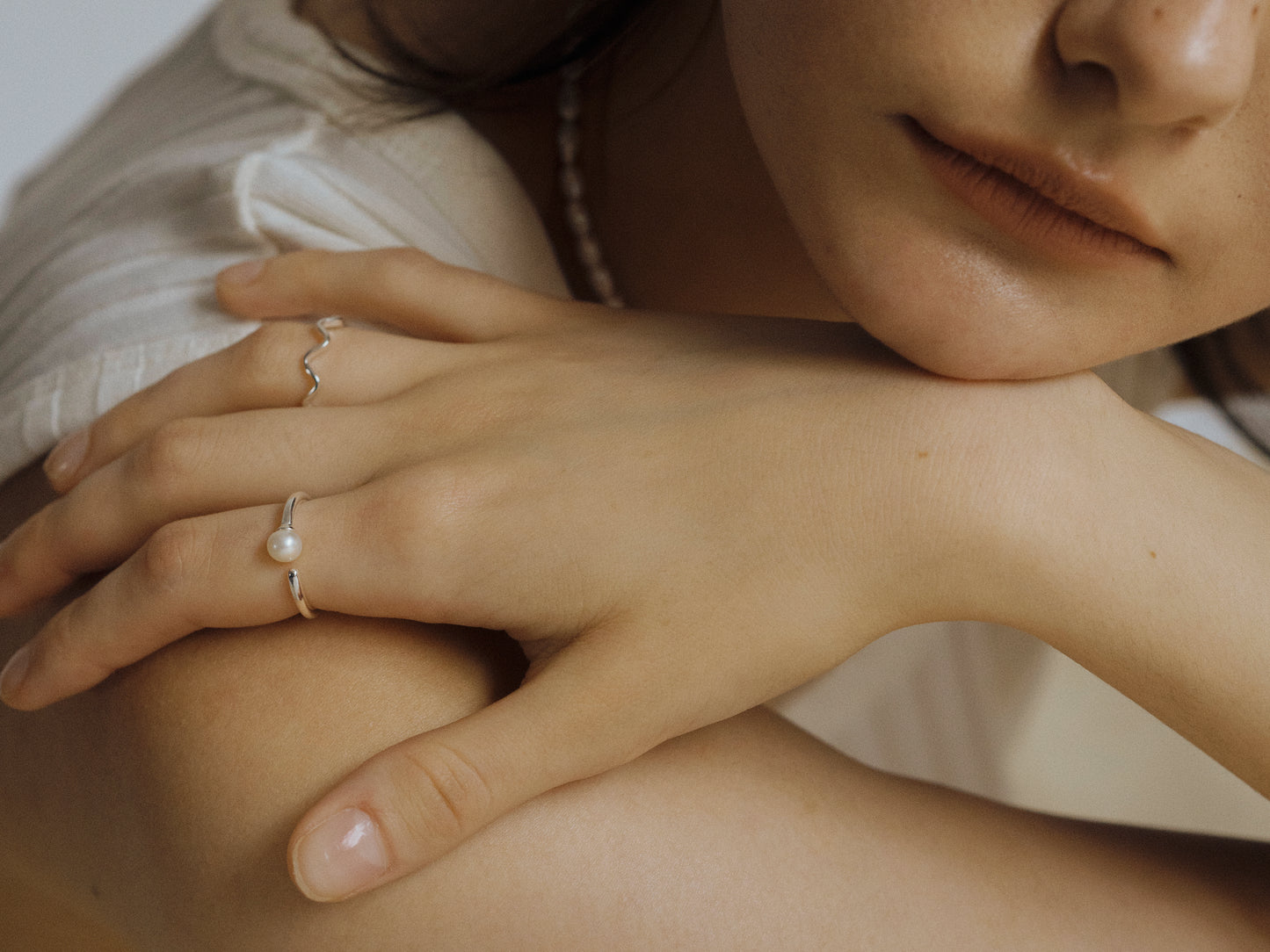 Lustrous Pearl Embrace Open Adjustable Ring