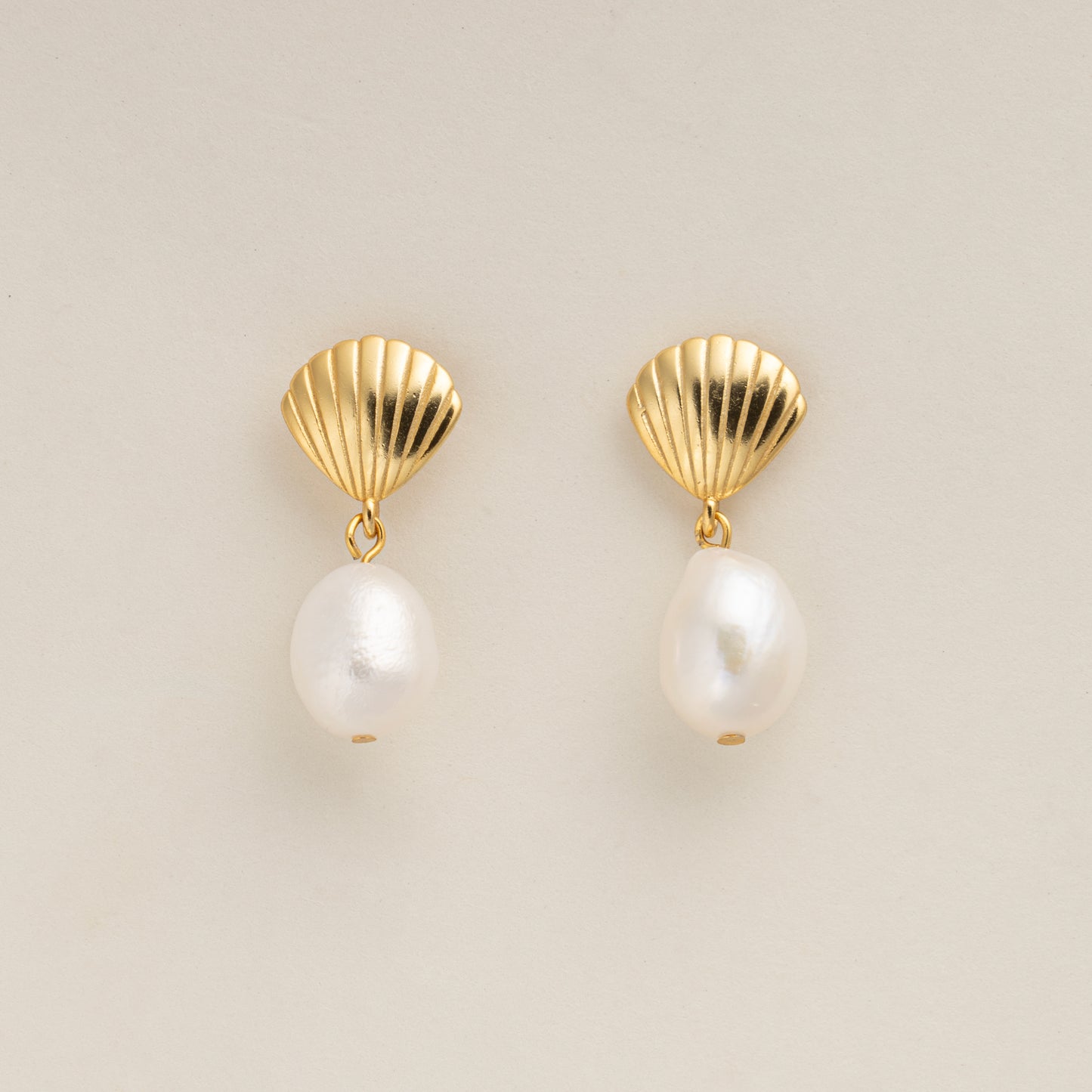 Seashell Pearl Silver Stud Earrings