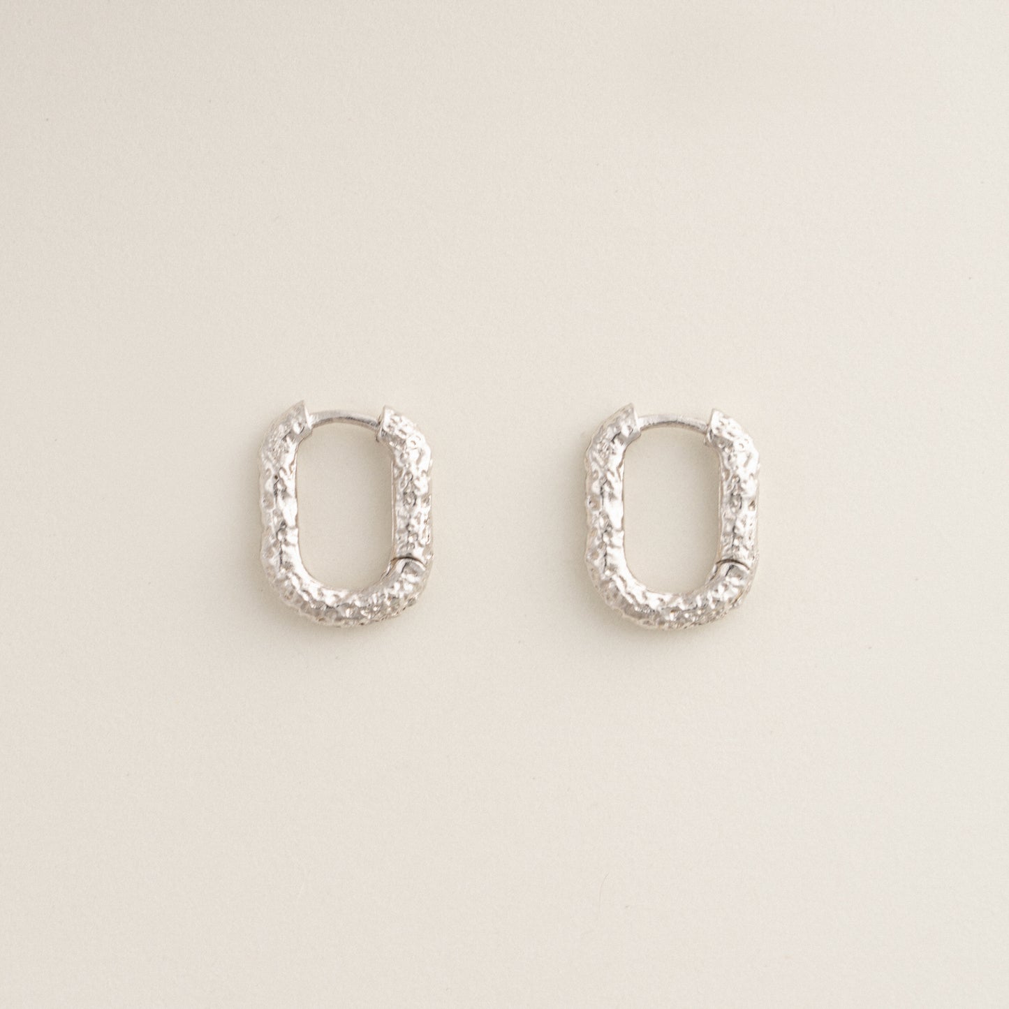 Textured Elegance S925 Silver Rectangle Hoop Earrings