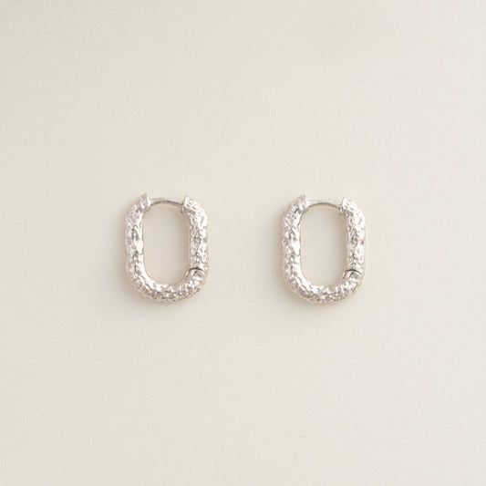 Textured Elegance S925 Silver Rectangle Hoop Earrings