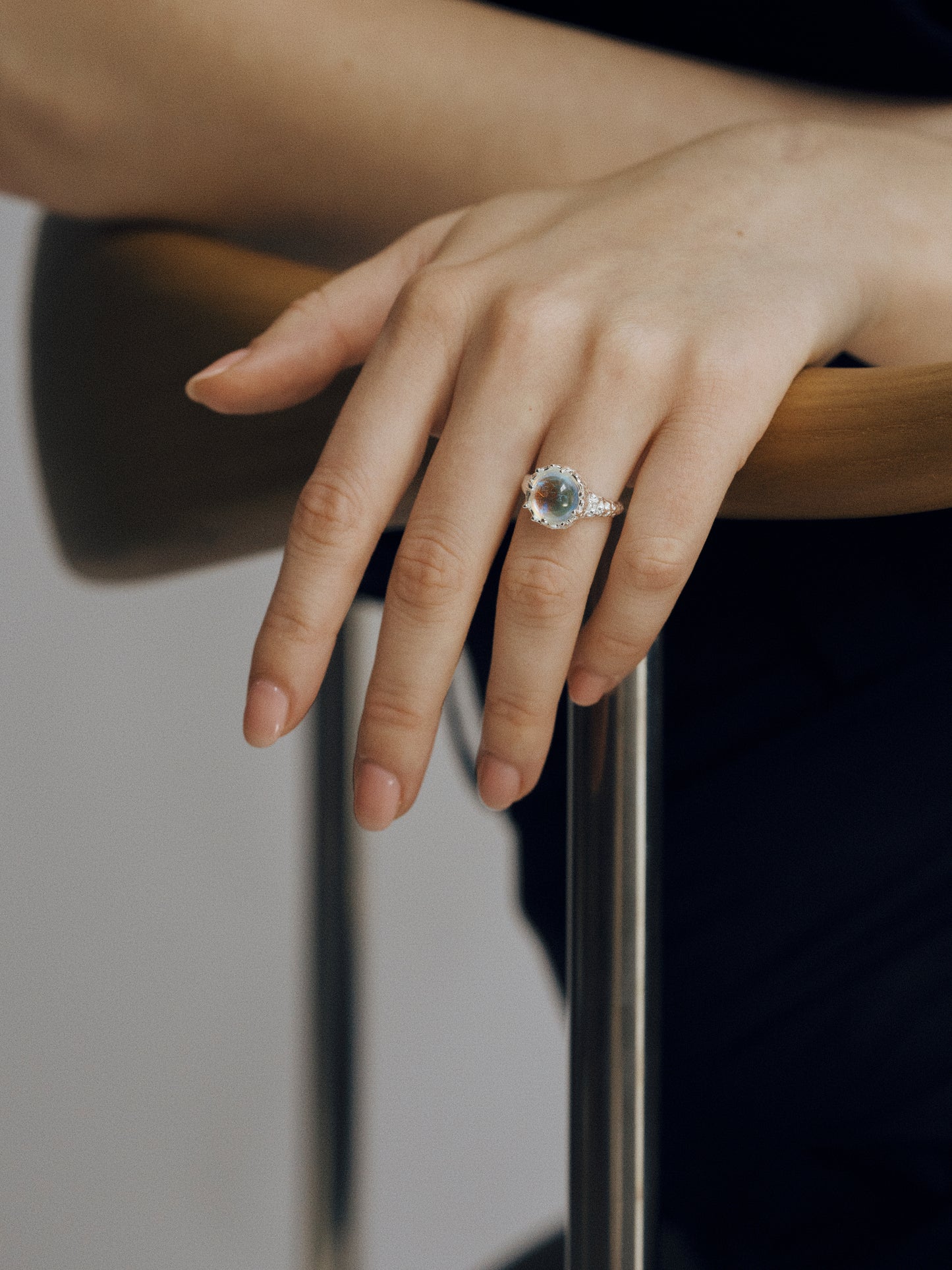 Lunar Halo Moonstone S925 Silver Ring