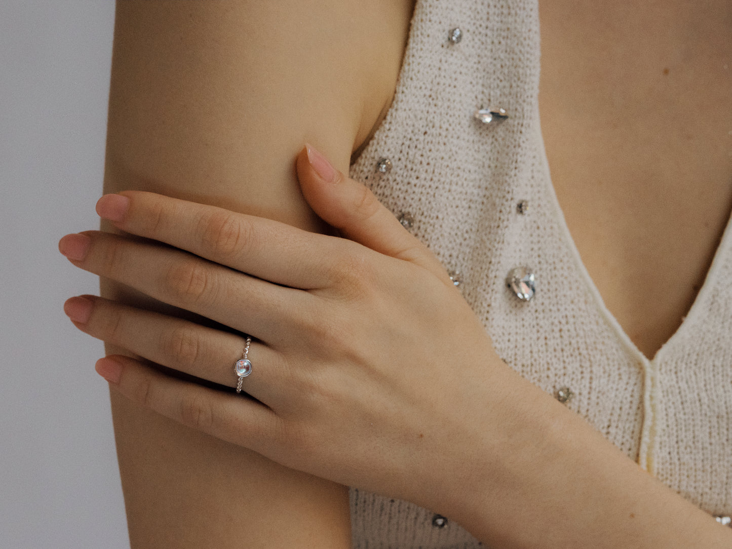 Twilight Twirl Moonstone Ring