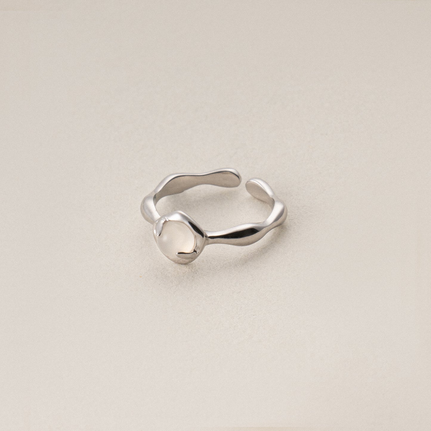 Celestial Tranquility White Agate Healing Ring