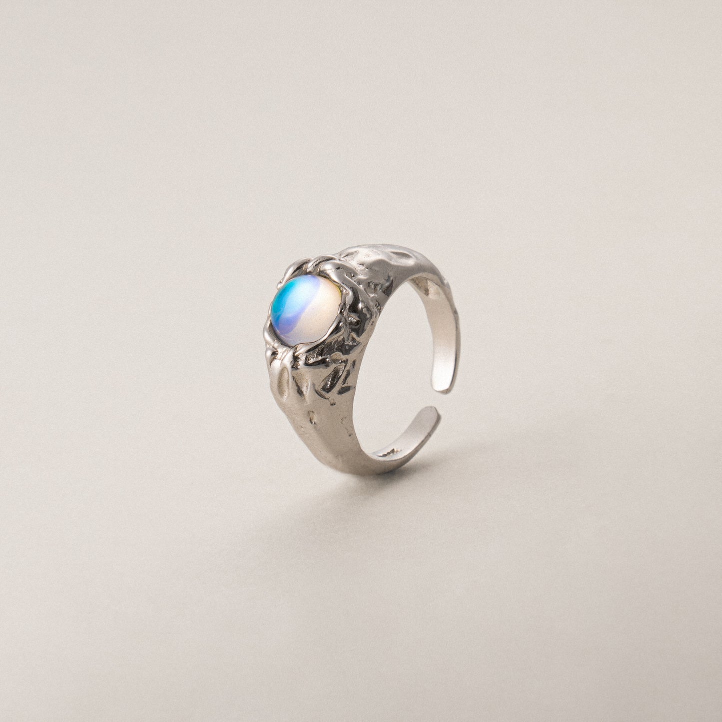 Lunar Elegance S925 Silver & 18k Gold Moonstone Ring