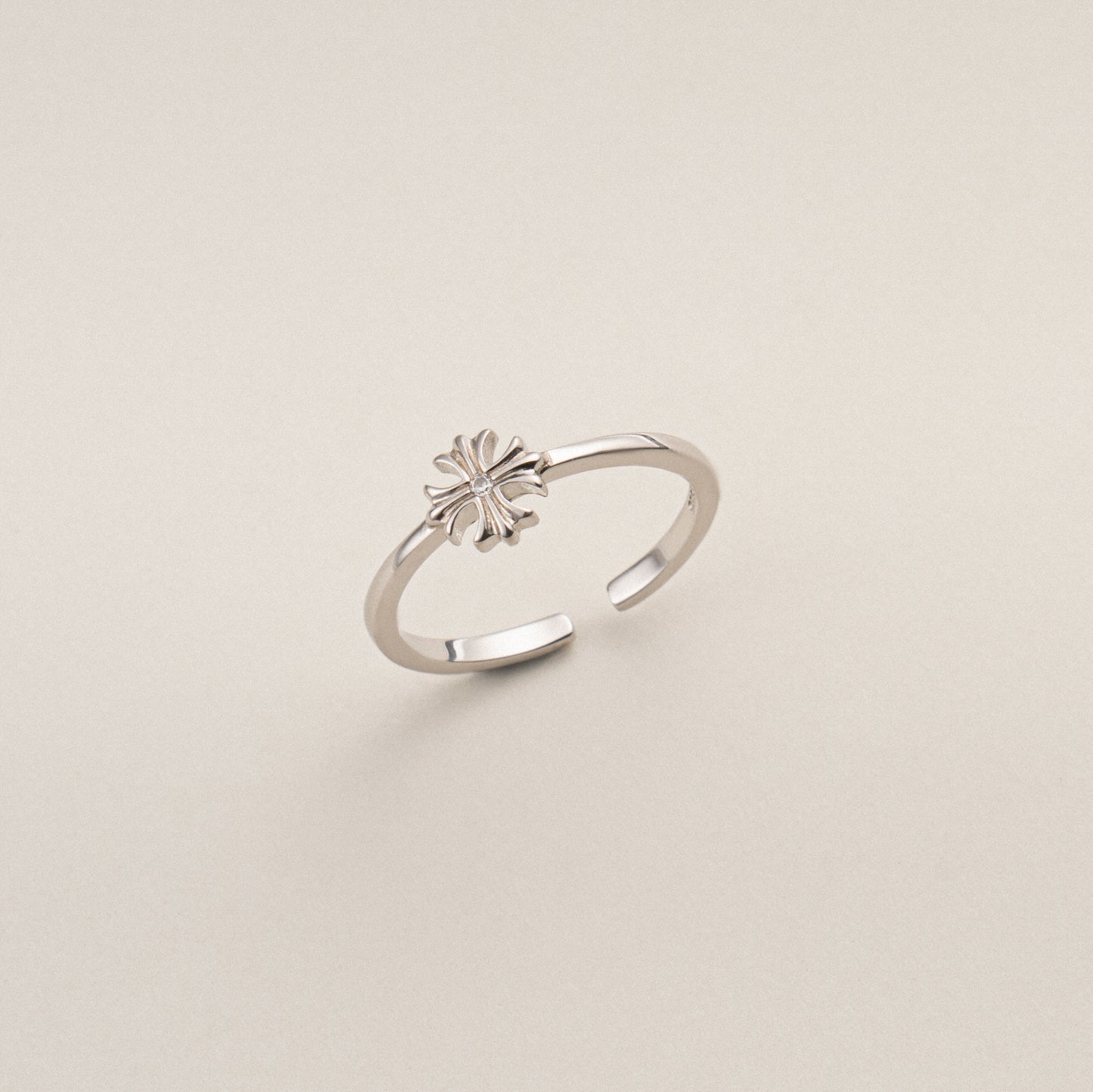 Faithful Blossom Gold & Silver Cross Flower Ring