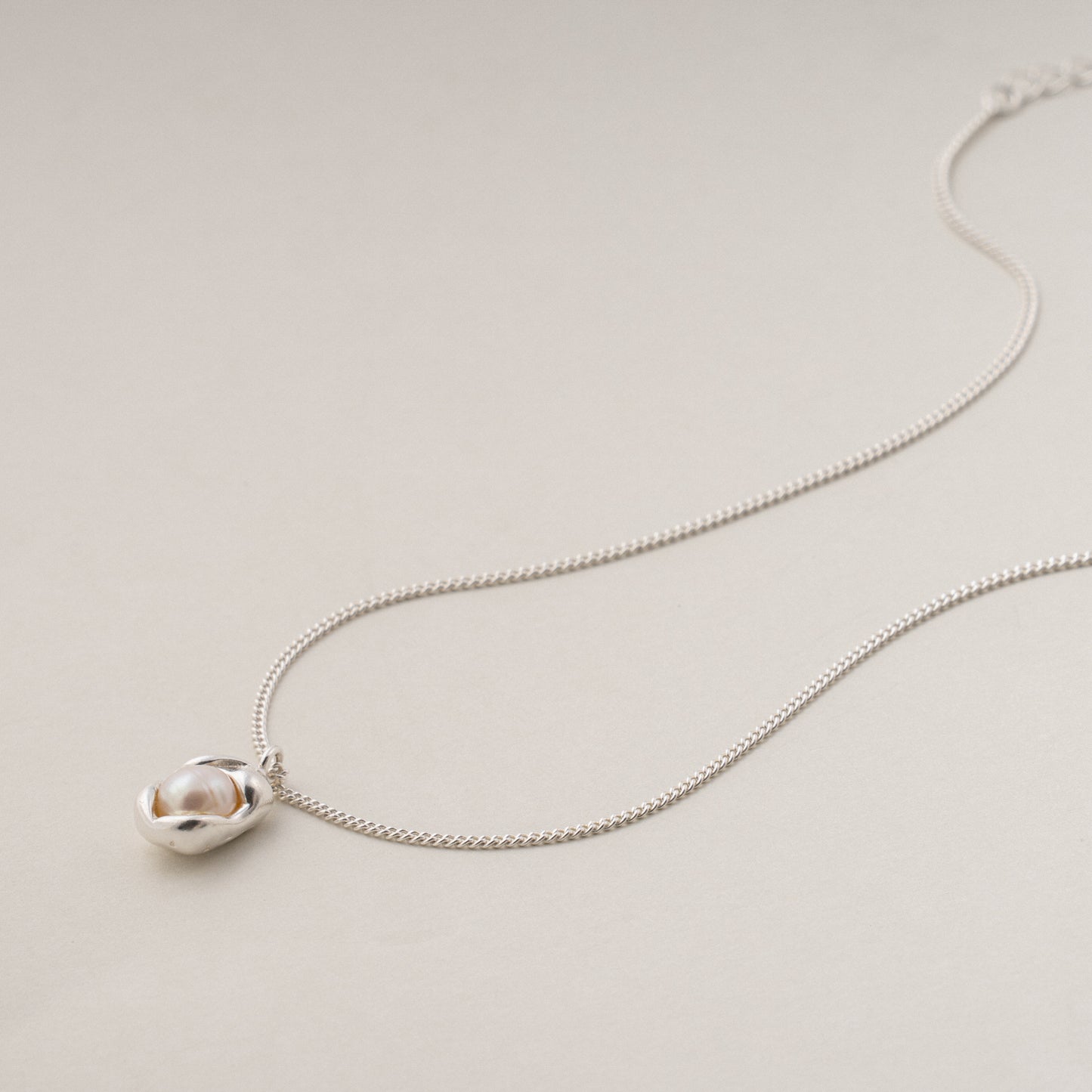 Ocean's Embrace S925 Silver Pearl Pendant Necklace