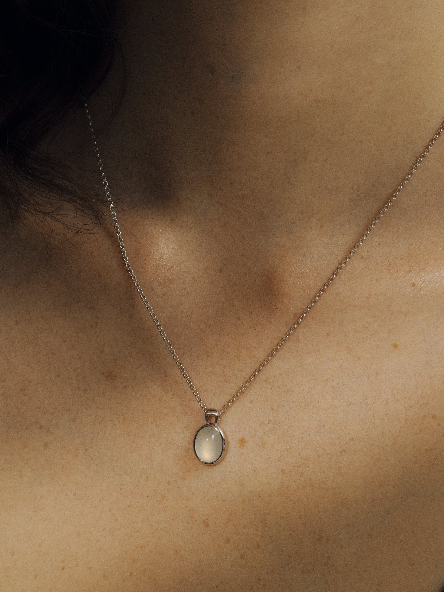 White Agate Harmony S925 Silver Pendant Necklace
