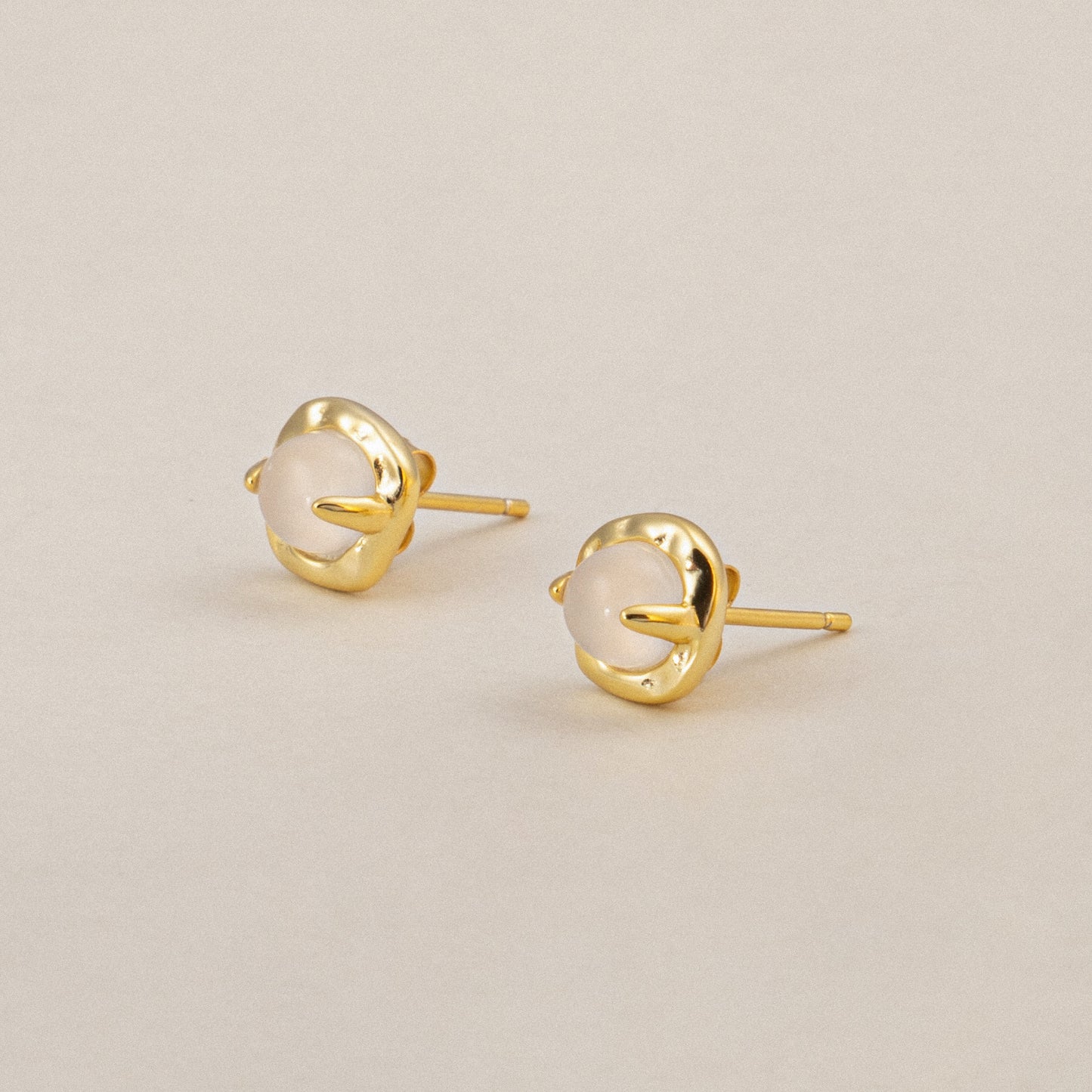 Celestial Tranquility White Agate Healing Stud Earrings