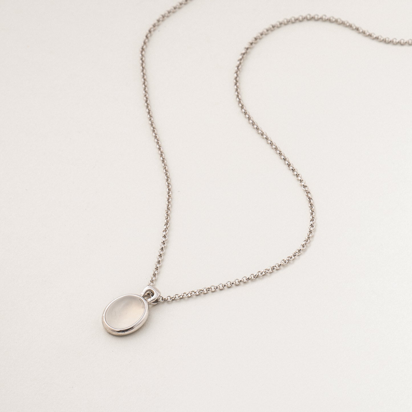 White Agate Harmony S925 Silver Pendant Necklace