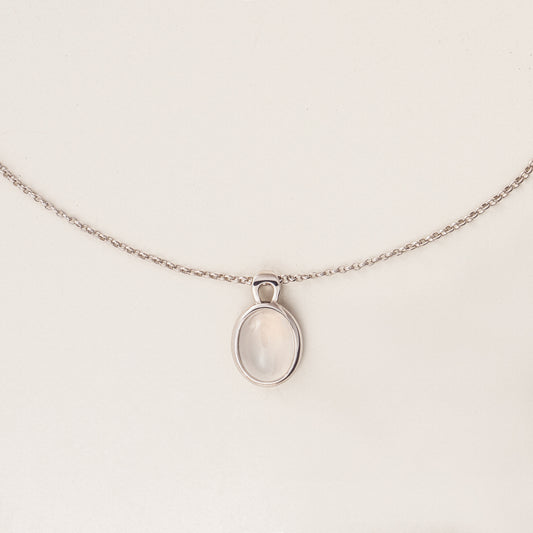 White Agate Harmony S925 Silver Pendant Necklace